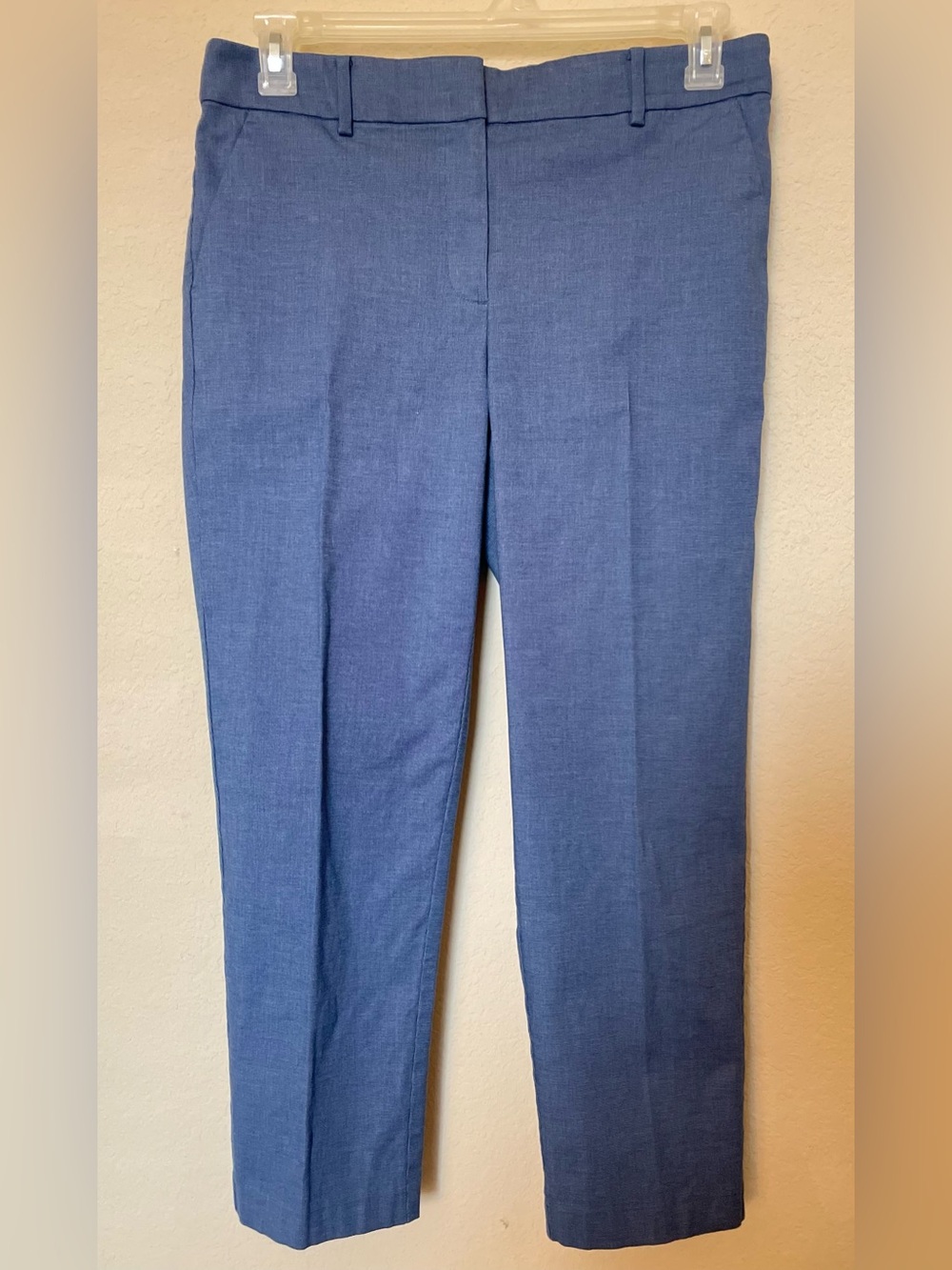 LOFT Riviera Slim Textured Dress Pants – Size 8 | Muted Blue Career Trousers